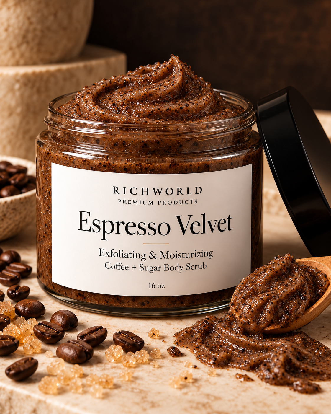 ESPRESSO VELVET Exfoliating & Moisturizing Coffee + Sugar Body Scrub