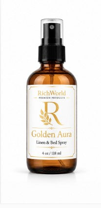 Golden Aura Linen & Room Spray – Luxury Pillow & Bed Mist | 4 oz