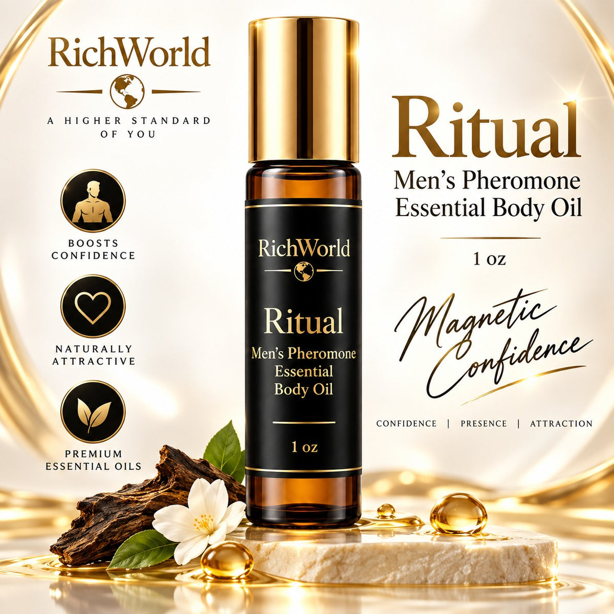 Ritual Men’s Pheromone Essential Body Oil — 1 oz. Roller bottle