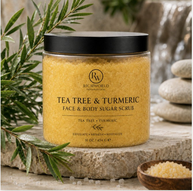 Golden Radiance Tea Tree & Turmeric Face & Body Scrub - 16 oz