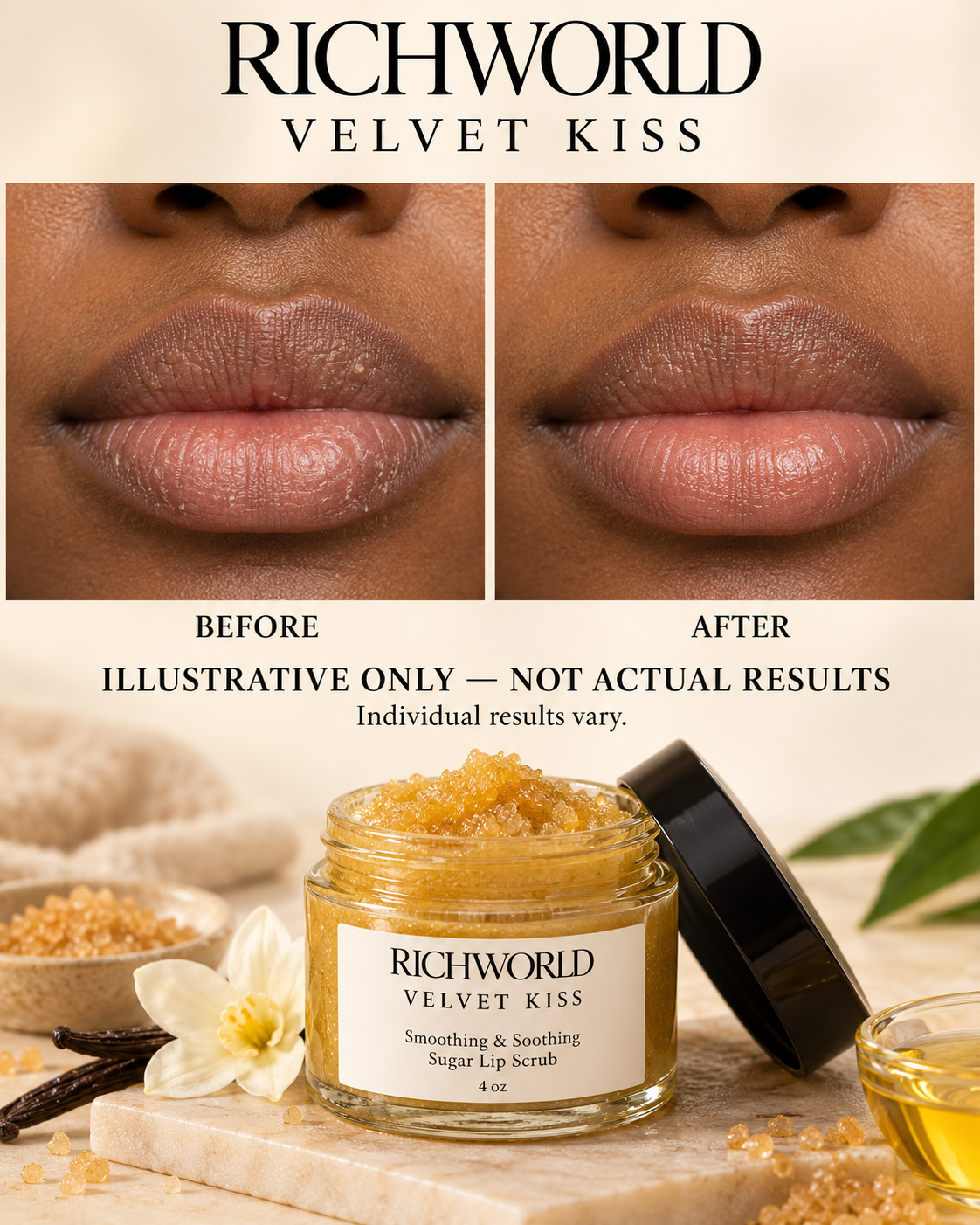 VELVET KISS Smoothing & Soothing Sugar Lip Scrub