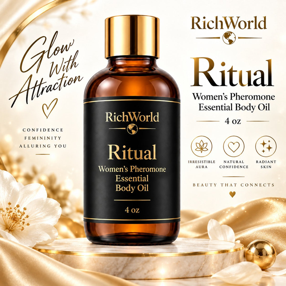 Women's Pheromone Body Oil – Warm Floral Sensual Scent | 4 oz